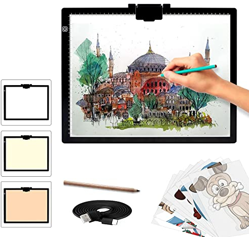 A3 Light Box for Drawing Elice Portable Dimmable Brightness Led Light Pad Tracing Light Board with Type-C Cable for Artists Drawing,Diamond Painting,Stencilling,Sketching,Animation,X-ray Viewing