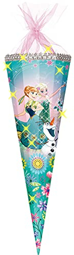 alles-meine.de GmbH Schultüte - Frozen - die Eiskönigin - 100 cm / 12 eckig - Organza Abschluß - Zuckertüte - mit/ohne Kunststoff Spitze - für Mädchen - völlig unver..