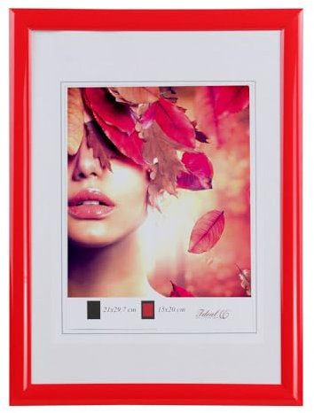IDEAL TREND Moderner Bilderrahmen mit echtem Glas für wertvolle Erinnerungen Bilder Foto Rahmen mit abgerundetem Profil: Farbe: Rot | Format: 50x50