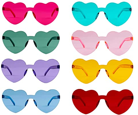 RunFar shop 8 Stück Brille Herz Hippie Brille Retro Kostüm Brille Lustige Partybrillen für Geburtstagsfeier Agent Party