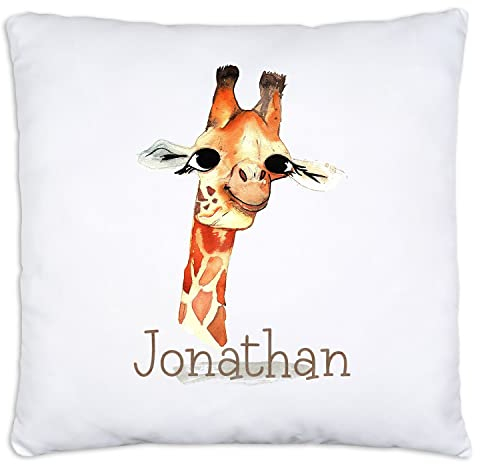 timalo® Cooles Kissen mit Namen | personalisiertes Dekokissen mit Wunschname Kopfkissen Deko für Kinder individuelles Geschenk Namenskissen Giraffe | kissen-t-18