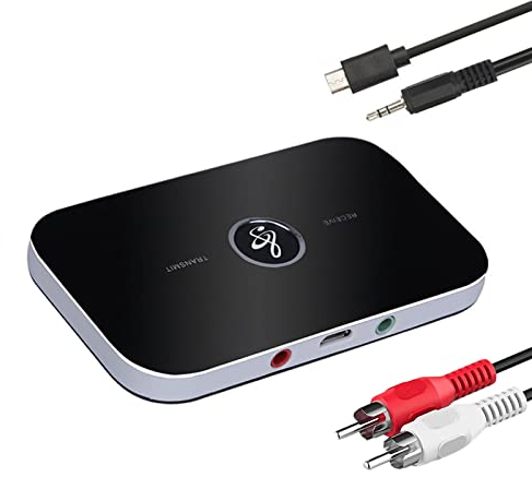 Adattatore Bluetooth 5.0, adattatore Bluetooth AUX, trasmettitore ricevitore Bluetooth 2 in 1 con RCA da 3,5 mm,HD a bassa latenza, Per TV, PC, Sistema Home Stereo (Nero)
