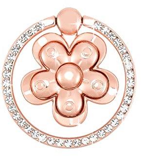 Fycyko Sparkle Phone Ring Holder - 360 Adjustable Mobile Phone Loop Universal Flower Cell Phone Finger Grip Ring Artificial Diamond Ring Stand Kickstand for iPhone,Samsung,All Smartphones - Rose Gold