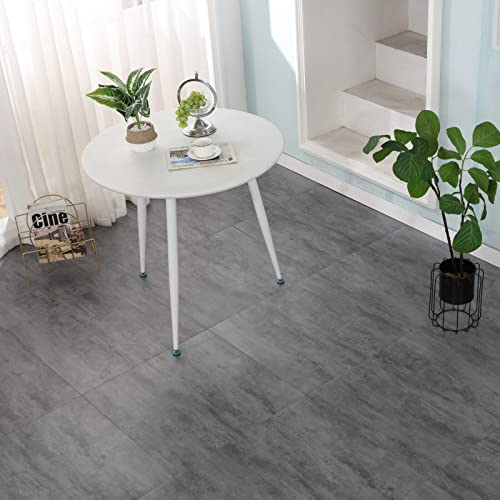 60cm Square Marble Effect Vinyl Floor Tiles Self Adhesive Flooring Planks Lino (Slate Grey, 1 x Pack of 11 = 4m²)