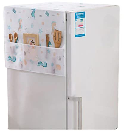HERCHR Fridge Dust Proof Cover, Anti-Slip Washer and Dryer Top Covers Washing Machine Top Cover with Refrigerator Storage Organizer Bags(B)