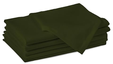 Encasa Baumwollstoffservietten | 6er-Set | Größe 43x43 cm | Blattgrün Volltonfarbe | Waschmaschinenfest