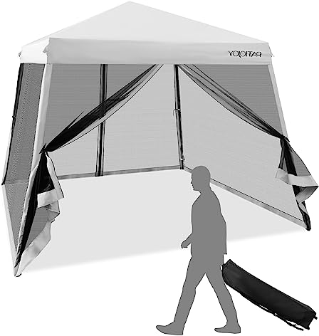 RELAX4LIFE Gazebo da Giardino Pieghevole 3x3M, Gazebo da Esterno Impermeabile e Resistente, Altezza Regolabile, Tenda Gazebo per Fiere, Mercato, Campeggio (3x3x2,37/2,46/2,55M, Bianco)