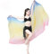 TMZAQH Frauen Bauchtanz Schleier Chiffon Tanzen Hand Schal allmähliche Farbe 220 * 120cm, Blau Gelb Rose, 220*120cm
