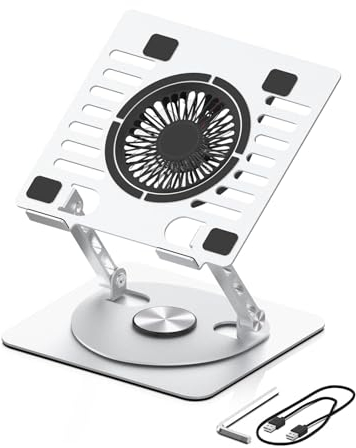 MJXYXCDH 5W Base refrigerador portátil para Escritorio Soporte Ventilador de Aluminio Laptop elevación portátil Ajustable en Altura Giratorio 360°con MacBook Pro Todos los portátiles de 11-17 D0001