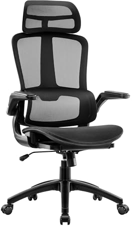 HOMESTOOL Sedia Ufficio Ergonomica Poltrona Ufficio con Supporto Lombare Adattativo, Sedie da Ufficio a Rete Carbonio Sedia per Computer PC Schienale Alto Sedia Sedile Cascata Carico 150kg