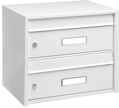 Banjado® Burg Wächter Briefkasten/Briefkasten 2 Parteien/Wandbriefkasten weiß/Wandbriefkasten erweiterbar/Briefkasten mit Namensschild