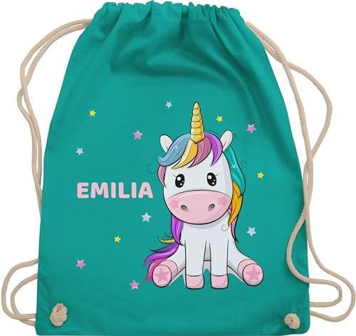Turnbeutel Rucksack - Einhörner - Einhorn Unicorn - Unisize - Türkis - turn beutel einhornrucksack unicorns stoffbeutel kindergarten kinderturnbeutel einhörnern sportbeutel