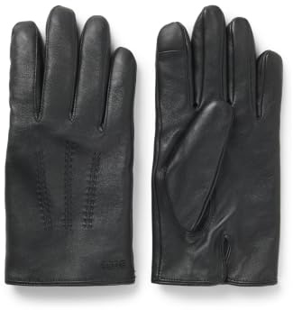 BOSS Herren Hainz-ME Touchscreen-freundliche Handschuhe aus Leder mit metallenem Logo-Schriftzug