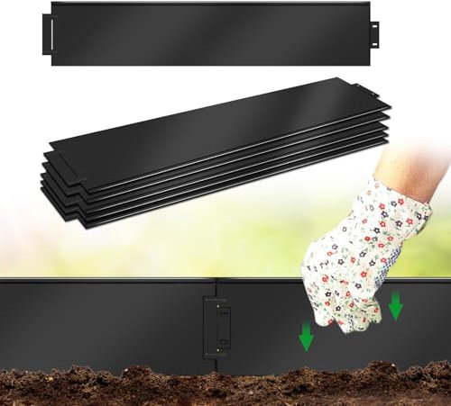 JNGLGO Rasenkante Metall Verzinkt 15 Meter 100x15cm Beeteinfassung Beetumrandung Mähkante Garten Palisade Gartenbeet Schwarz【Länge 15m - Höhe 15cm】