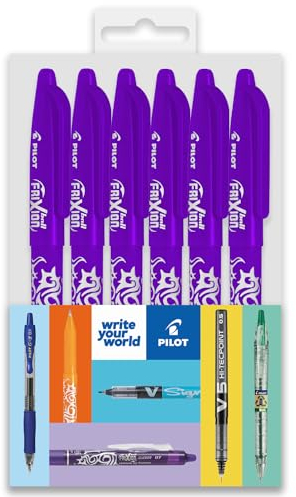 Pilot Frixion FR7 - Penna a sfera cancellabile a calore/attrito, tratto medio, punta da 0,7 mm, confezione da 6, viola