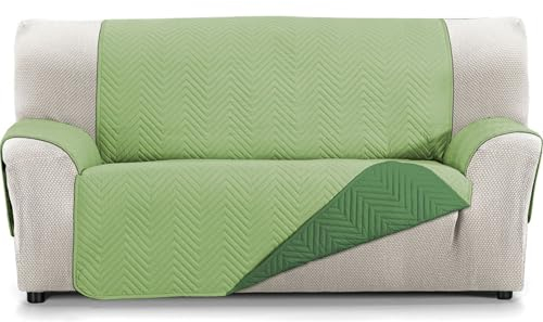 ECOMMERC3 | Copridivano extra morbido per divano a 4 posti XL - Copridivano regolabile con imbottitura verde/bottiglia - Copridivano reversibile