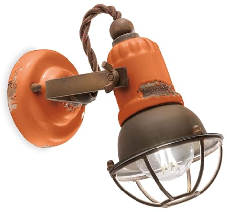 Licht-Erlebnisse Spot Lampe Wand Keramik Metall verstellbar B: 9 cm klein Orange Shabby Antik Rostbraun E14 Vintage Design Wandleuchte Leselampe Wohnzimmer