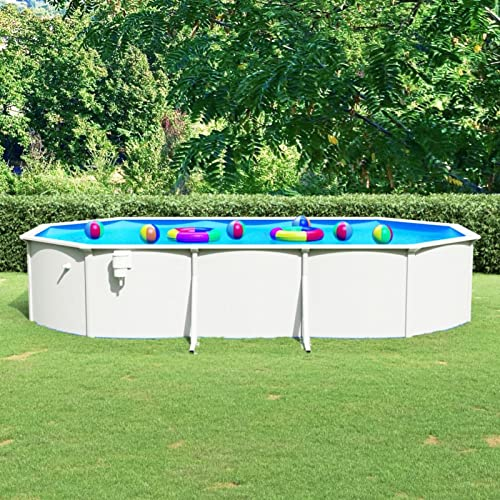 ZEYUAN Stahlwand-Pool Oval 610x360x120 cm Weiß, Pool Stahlwand, Swimmingpool, Gartenpool, Pool Garten, Aufstellpool, Schwimmbad - 93265