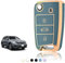TOOMUME Coque Clé, Etui Cles Étui Clés Adapté pour VW Golf 7 Mk7 Polo Tiguan Touran Seat Leon Fabia Ibiza Skoda Fabia Octavia Superb, Couvre Clef Cache Cle Voiture Telécommande - Flip Key