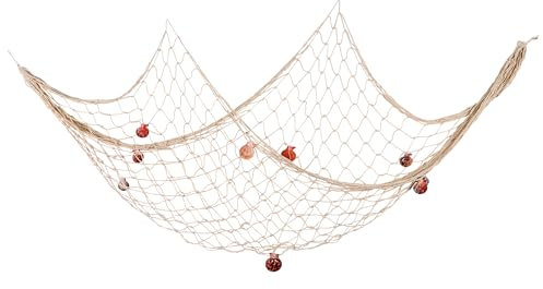 Fischernetz Deko mit Muscheln, Hängendes Fotonetz, Wanddekoration, Mediterraner Stil für Strandpartys Hochzeiten Fotografie Wanddekoration (100 X 200cm)