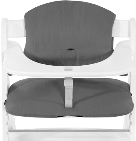 hauck Sitzkissen für Alpha+, Beta+ & Arketa Holzhochstuhl Highchair Pad Select, Anti-Rutsch Noppen, Doppelte Polsterung an Rückenlehne, Einfache Befestigung am Kinderstuhl (Dark Grey)