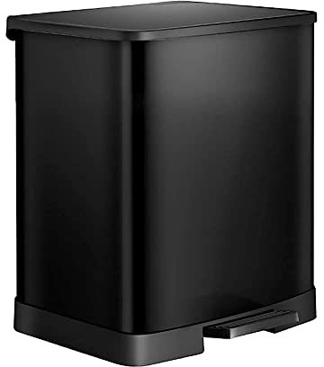 SBCGFY Trash Can Waste Bin 18L/25L with Odour-Proof Lid and Pedal Stainless Steel/Rose Gold/49Cm*28Cm*30Cm(Black 36Cm*28Cm*30Cm)