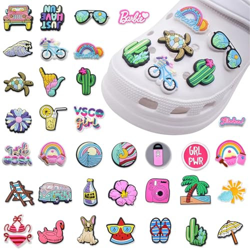 DKDDSSS 35 Pièces Charmes de Chaussure, Décorations de Chaussures de Bricolage, Breloque pour Sabots Sandales, Décorations De Fête Cadeaux D'Anniversaire, pour jeunes filles et garçons