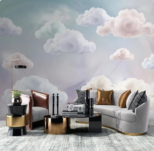 pdghsdkgjh Papier peint mural ciel nuages colorés peinture murale pour chambre à coucher, décoration murale, 3D, 430 x 300 cm