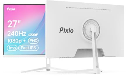 Pixio PX279 Wave White 27 inch 240Hz Refresh Rate FHD 1080p Resolution Fast IPS Panel 1ms GTG Resonse Time Gaming Monitor with Adaptive Sync