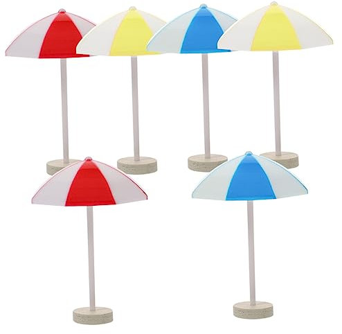 ibasenice Miniaturas De Sombrillas para Casa De Muñecas 6 Piezas Mini Sombrillas De Playa Decoraciones Paisajísticas para Niños Y Niñas