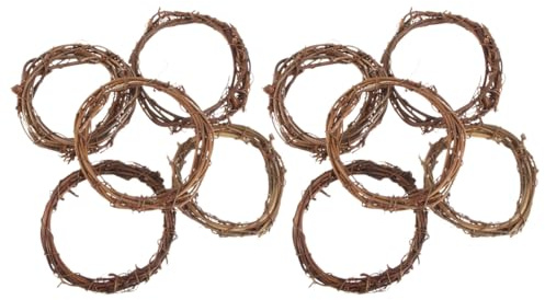 TOPBATHY Vine Circle Decoration 10Pcs Wicker Wreath Rings Synthetic Material Brown 3 Inch Diy Wreath Making Supplies for Home Garden Holiday Party Decor
