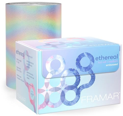 Framar Papel Mechas Peluqueria - Papel Aluminio Peluqueria, Láminas para el Cabello Largo con Textura en Relieve Antideslizante para Estilistas de Cabello – Iridiscente - 97,5 m