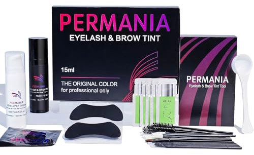 PERMANIA Tinte para Cejas | Kit de Tinte para Pestañas, Color Negro, Ideal para Principiantes, Hasta 4 Semanas de Color, Fórmula Suave para Uso en Salón o en Casa