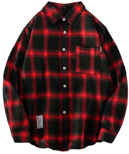 LinRim Hemdjacke Herren Kariert Langarm Freizeithemd Regular Fit Karohemd Flanell Trachtenhemden Männer Button Down Arbeitshemd Flanellhemden Dünn Hemd Vintage Freizeithemd