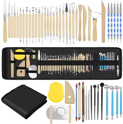 EEEKit 52PCS Polymer Clay Sculpting Tools, Ceramic Clay Tools Kit, Pottery Carving Tool for Modeling, Engraving, Embossing, Shaping