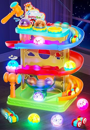 2-in-1 Ball Drop & Car Ramp Race Track Montessori Toy for Toddlers Ages 1-5