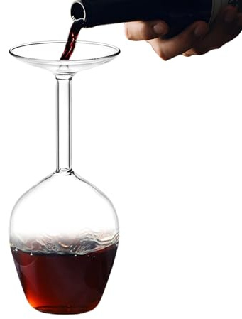 Upside Down Wine Glass, 400ML Upside Down Glass, Unique Party Funny Wine Glasses Long Stem Inverted, 2025 Novelty Upsides Downs Wines Glasses Gift, for Men & Women