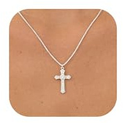 KINHOPI Kreuz Kette Damen, 14K Gold Vergoldet/925 Silber Plattiert Kreuz Anhänger mit Zirkonia Halskette Damen Schmuck Geschenke Frauen Mädchen