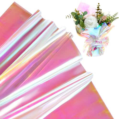 VOSAREA 40 Blatt Irisierende Geschenkfolie Bunte Zellophanpapier zum Einpacken von Blumensträußen Süßigkeiten Bastelarbeiten mit Starker Reißfestigkeit und Vielseitiger Diy-verwendung