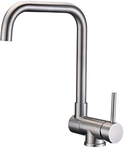Mitigeur Cuisine Rabattable BuntHaus, Inox Robinet Cuisine Pliable, Brossé | Mitigeur Evier Cuisine Rabattable sous Fenêtre, Rotatif à 360° Robinet Cuisine Rabattable, Flexible
