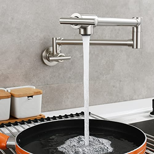Robinet d'évier de cuisine, robinet de remplissage de casseroles brossé, robinets de cuisine pliables et extensibles, robinet mural, robinet à double articulation et bras pivotant, robinet à un trou
