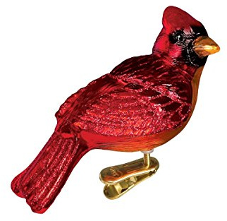 Old World Christmas Ornaments: Bird Watcher Collection Glass Blown Ornaments for Christmas Tree, Resting Cardinal