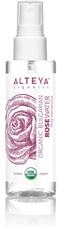 Agua de rosas orgánica Alteya (Rosa damascena) 100 ml – Spray – Producto 100% puro, natural y orgánico certificado por el USDA destilado al vapor a partir de flores de rosas recién cosechadas