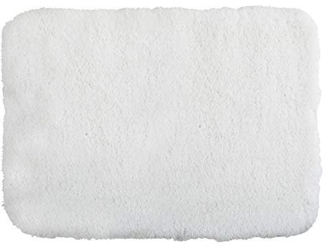 MSV Badteppich Badematte Badvorleger Duschvorleger Mikrofaser Hochflor flauschig 50x70 cm – Weiß