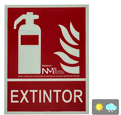 Normaluz RD00101 - Señal Luminiscente Extintor Homologada, 21x 30 cm, Clase B PVC 0.7mm