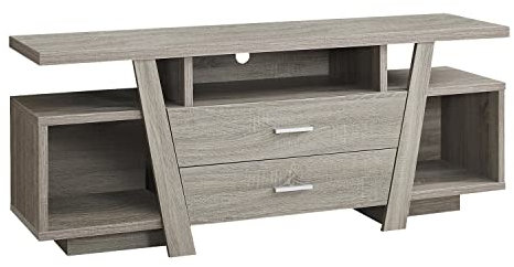 Monarch Specialties Dark Taupe with 2 Storage Drawers TV Stand, 60