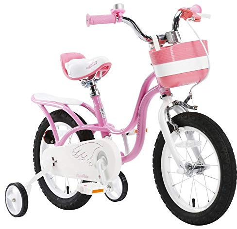 RoyalBaby Girls' swan Kids Children Child Bike Bicycle stabilisers, Pink, 12