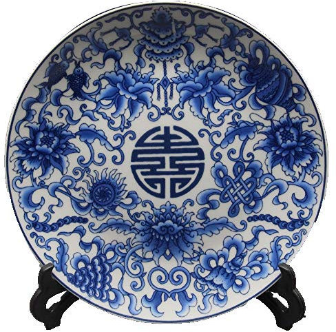 ZHIBO Piatto in porcellana bianca e blu cinese