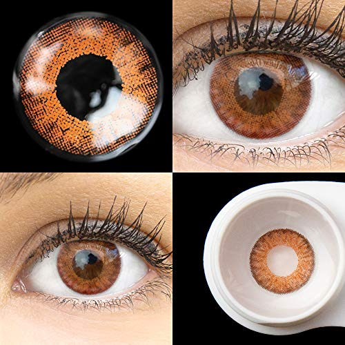 GLAMLENS Flora Pure Hazel braun + Behälter | Sehr stark deckende natürliche braune Kontaktlinsen farbig | farbige Monatslinsen aus Silikon Hydrogel | 1 Paar (2 Stück) | DIA 14,50 | Ohne Stärke
