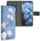 kwmobile Wallet Case kompatibel mit Samsung Galaxy A52 / A52 5G / A52s 5G Hülle - Cover mit Ständer und Kartenfächern - Magnolien Taupe Weiß Blaugrau